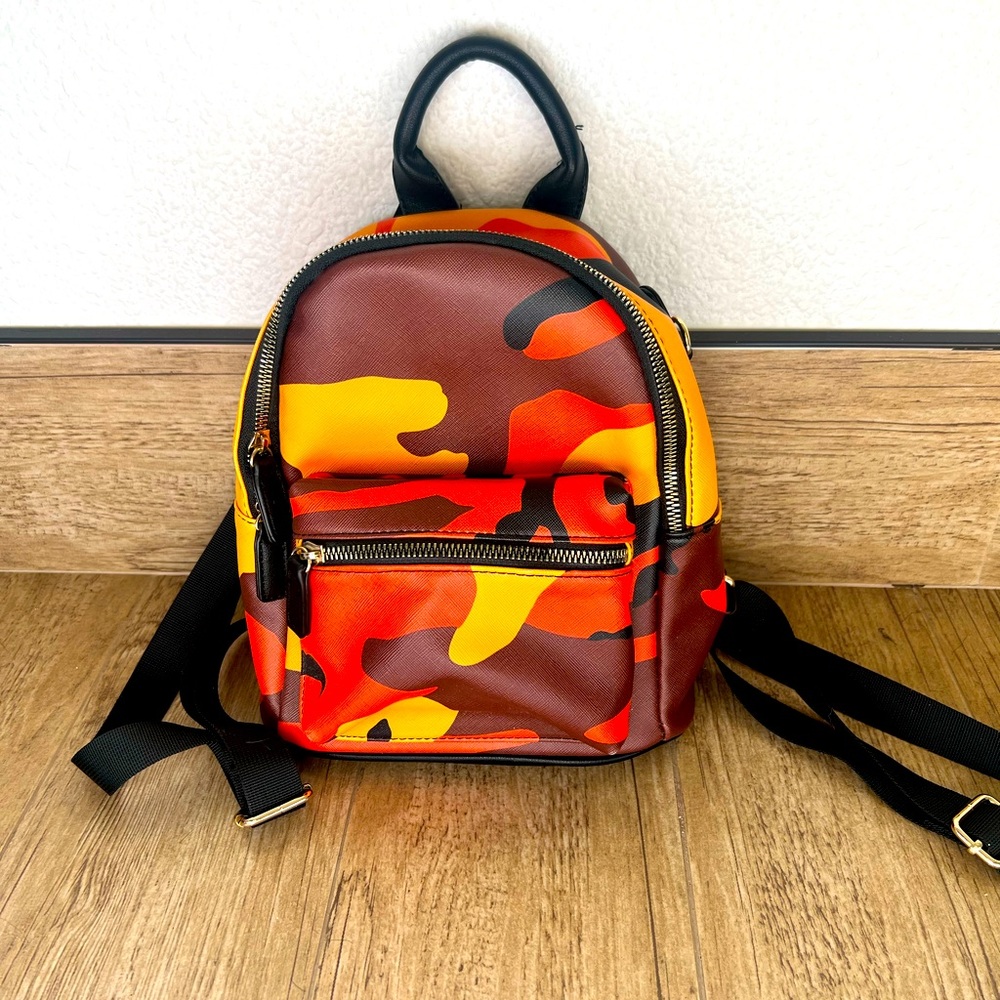 Camo mini faux leather backpack